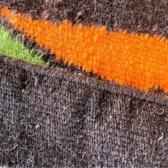 Vintage Southwestern Aztec Wool Bird Tapestry Rug Natural Fibers Fringe 32x56 - Picture 8 of 14